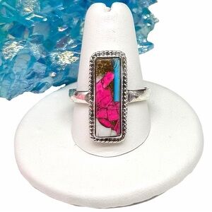Cotton Candy Kingman Turquoise Ring Size 10 Solid 925 Sterling Silver